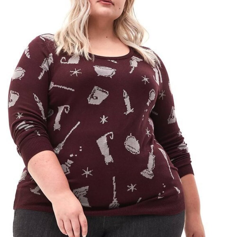 4X, 5X Torrid Hocus Pocus Disney Intarsia Sweater